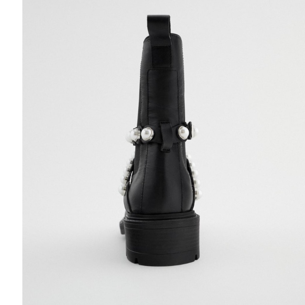 LAST ONE ZARA US 6.5 Pearl strap leather booties - Picture 8 of 16